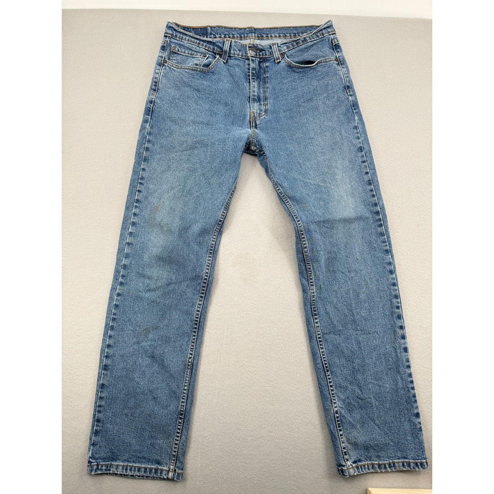Levis 505 Regular Fit Jeans Mens 34x30 Blue Medium Wash Straight Leg Denim